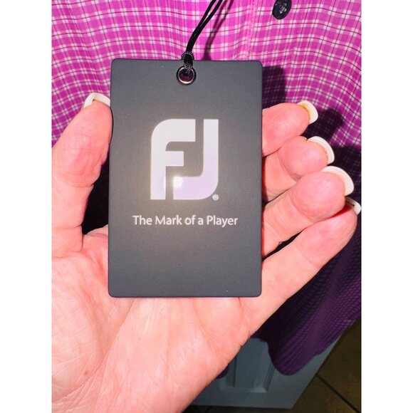 NWT FJ Lisle Pattern Ice Berry Pink Checkered Golf Polo Moisture Wicking Shirt - Picture 4 of 10